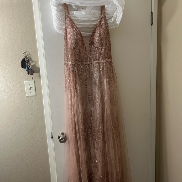 b smart dress rose gold B.Smart Sleeveless Racerback Metallic Sequin Dress - Rose Gold